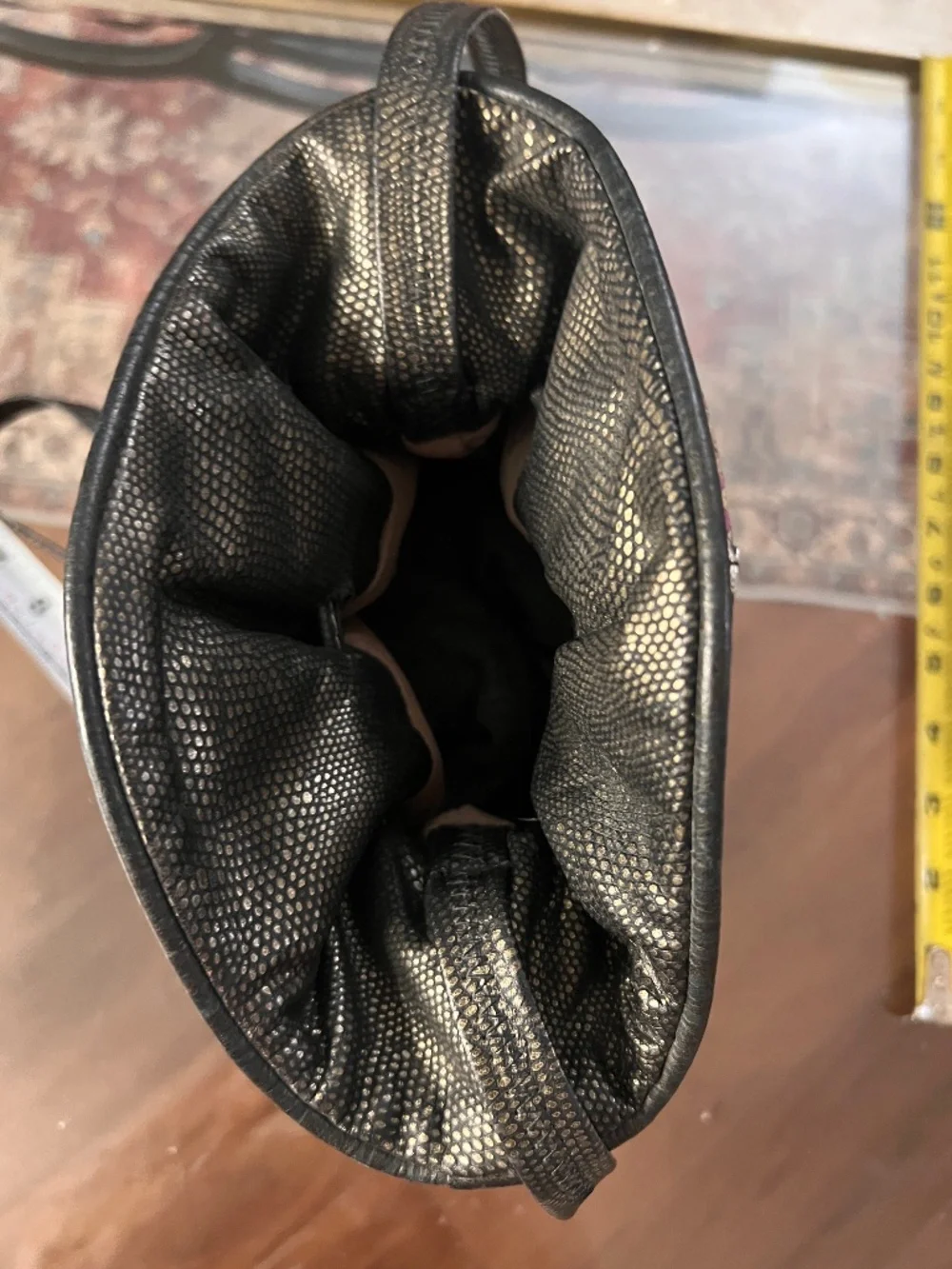 Vintage 1980/1990s Paris Gino metallic patchwork drawstring bucket bag